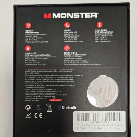 Monster Open Ear Wireless Bluetooth Headphones Good Sound EUC Gift Music Podcast - Picture 6 of 6